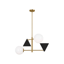 Load image into Gallery viewer, Cosmo Chandelier in Midnight Black/Burnished Brass (Medium).
