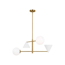 Load image into Gallery viewer, Cosmo Chandelier in Matte White/Burnished Brass (Large).
