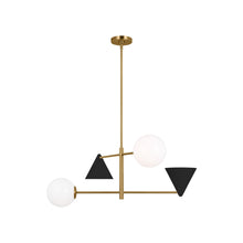 Load image into Gallery viewer, Cosmo Chandelier in Midnight Black/Burnished Brass (Large).
