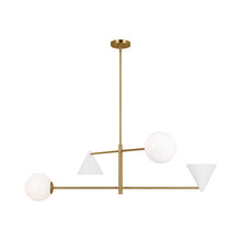 Load image into Gallery viewer, Cosmo Chandelier in Matte White/Burnished Brass (X-Large).
