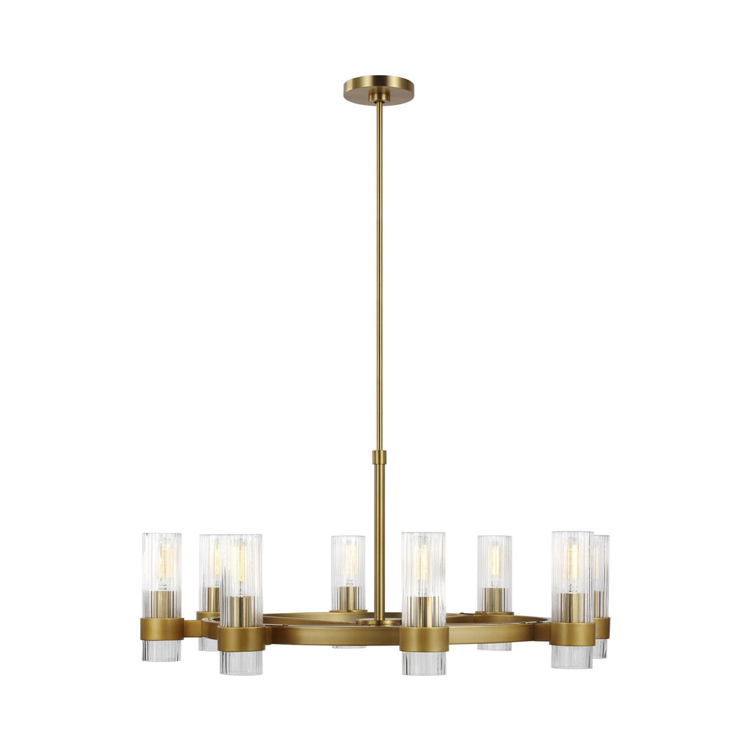 Geneva Chandelier in Burnished Brass.