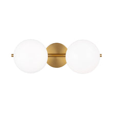 Load image into Gallery viewer, Lune LED Vanity Wall Light in Burnished Brass (2-Light).

