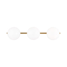 Load image into Gallery viewer, Lune LED Vanity Wall Light in Burnished Brass (3-Light).
