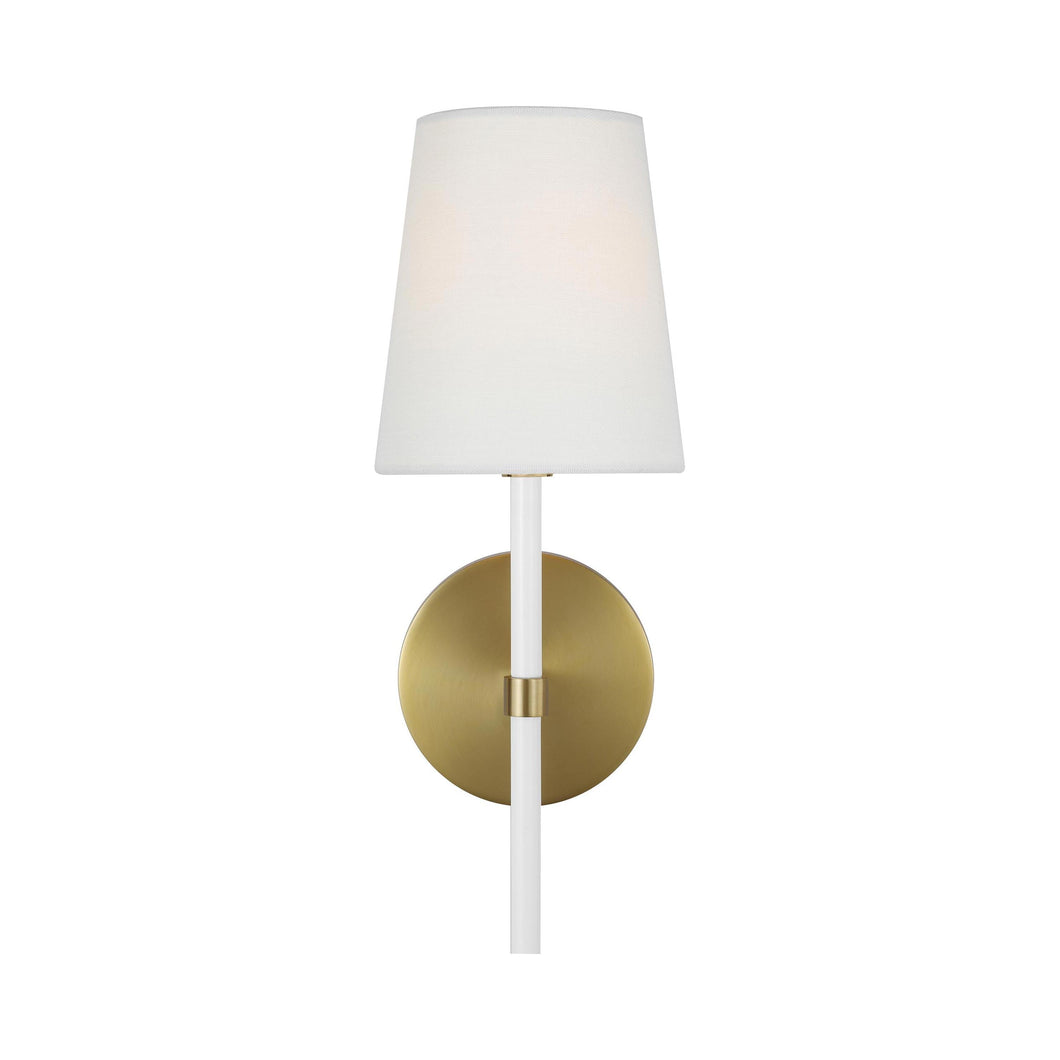 Monroe Bath Wall Light in Burnished Brass/White