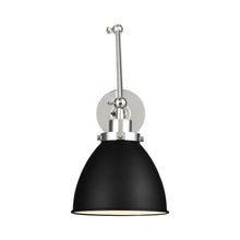 Load image into Gallery viewer, Wellfleet Adjustable Dome Wall Light in Midnight Black and Polished Nickel.
