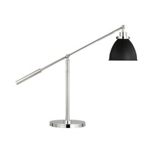 Load image into Gallery viewer, Wellfleet Dome LED Desk Lamp in Midnight Black and Polished Nickel.

