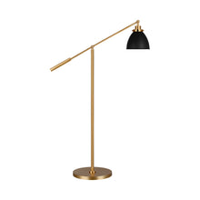 Load image into Gallery viewer, Wellfleet Dome LED Floor Lamp in Midnight Black and Burnished Brass.
