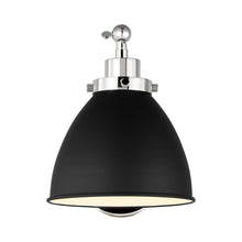 Load image into Gallery viewer, Wellfleet Dome Wall Light in Midnight Black and Polished Nickel.
