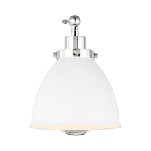 Load image into Gallery viewer, Wellfleet Dome Wall Light in Matte White and Polished Nickel.
