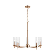 Load image into Gallery viewer, Zire Chandelier in Satin Brass (5-Light).
