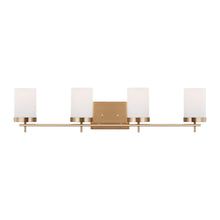 Load image into Gallery viewer, Zire Vanity Wall Light in Satin Brass (4-Light).
