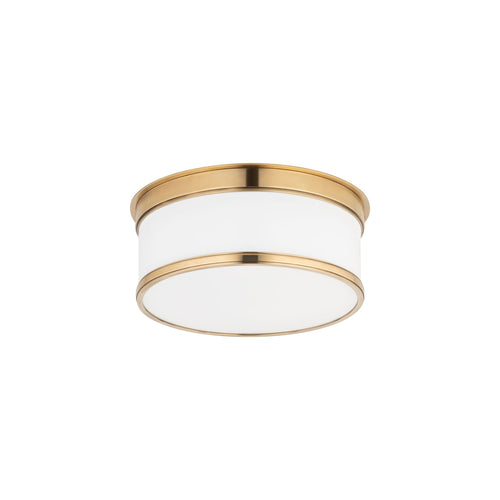 Geneva Flush Mount Ceiling Light in Aged Brass.