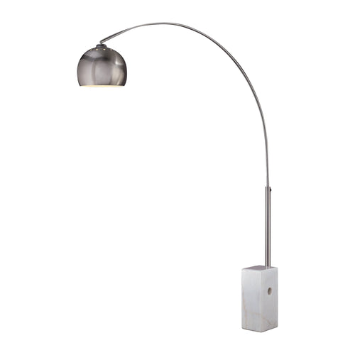 George's Reading Room 1 Light Arc Floor Lamp in Brushed Nickel.