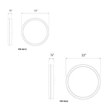 Load image into Gallery viewer, Geos LED Round Low-Profile Flush Mount Light - line drawing.
