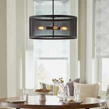 Load image into Gallery viewer, Gereon Drum Pendant Light in dining room.
