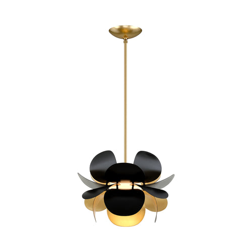 Ginger Pendant Light in Gold Leaf/Black/Small.