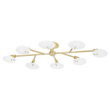Load image into Gallery viewer, Giselle 8-Light Semi-Flush Mount Ceiling Light in White and Brass.
