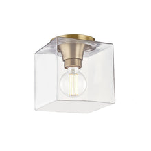 Load image into Gallery viewer, Grace Square Flush Mount Ceiling Light in Aged Brass/Small.
