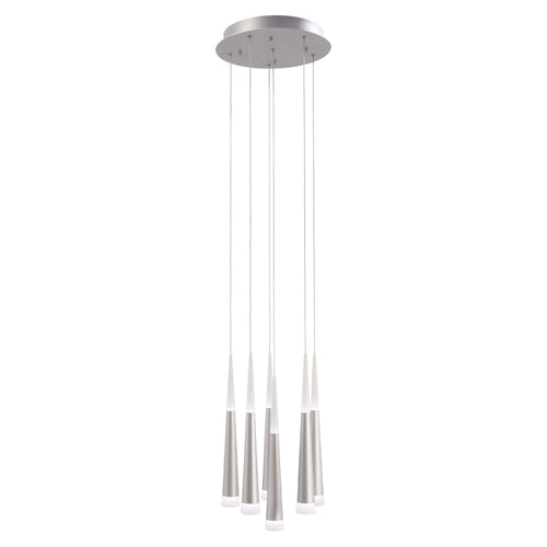 Gradual LED Multi-Light Pendant Light in Brushed Aluminum.