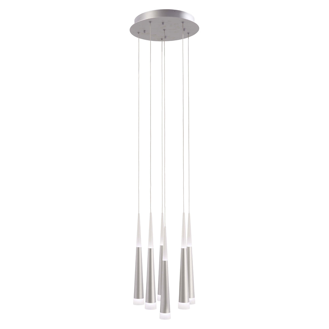 Gradual LED Multi-Light Pendant Light in Brushed Aluminum.
