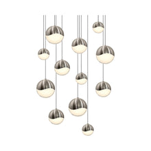 Load image into Gallery viewer, Grapes® 12-Light Round LED Multipoint Pendant Light in Satin Nickel/Assorted Bulb.
