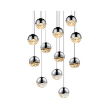 Load image into Gallery viewer, Grapes® 12-Light Round LED Multipoint Pendant Light in Polished Chrome/Medium Bulb.
