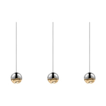 Load image into Gallery viewer, Grapes® LED Multipoint Pendant Light in Polished Chrome/Rectangle/Medium Bulb (3-Light).
