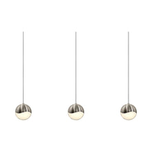 Load image into Gallery viewer, Grapes® LED Multipoint Pendant Light in Satin Nickel/Rectangle/Medium Bulb (3-Light).
