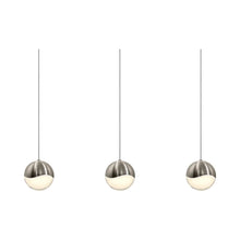 Load image into Gallery viewer, Grapes® LED Multipoint Pendant Light in Satin Nickel/Rectangle/Large (3-Light).
