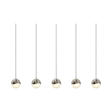 Load image into Gallery viewer, Grapes® LED Multipoint Pendant Light in Satin Nickel/Rectangle/Small (5-Light).
