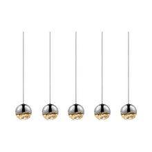 Load image into Gallery viewer, Grapes® LED Multipoint Pendant Light in Polished Chrome/Rectangle/Medium (5-Light).

