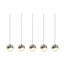 Load image into Gallery viewer, Grapes® LED Multipoint Pendant Light in Satin Nickel/Rectangle/Medium (5-Light).
