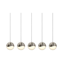 Load image into Gallery viewer, Grapes® LED Multipoint Pendant Light in Satin Nickel/Rectangle/Large (5-Light).
