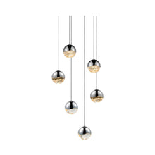 Load image into Gallery viewer, Grapes® LED Multipoint Pendant Light in Polished Chrome/Round/Small (6-Light).
