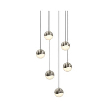 Load image into Gallery viewer, Grapes® LED Multipoint Pendant Light in Satin Nickel/Round/Small (6-Light).
