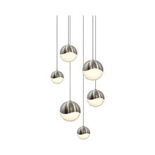 Load image into Gallery viewer, Grapes® LED Multipoint Pendant Light in Satin Nickel/Round/Assorted (6-Light).
