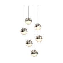 Load image into Gallery viewer, Grapes® LED Multipoint Pendant Light in Satin Nickel/Round/Medium (6-Light).
