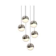 Load image into Gallery viewer, Grapes® LED Multipoint Pendant Light in Satin Nickel/Round/Large (6-Light).
