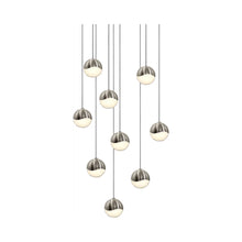 Load image into Gallery viewer, Grapes® LED Multipoint Pendant Light in Satin Nickel/Round / Small (9-Light).

