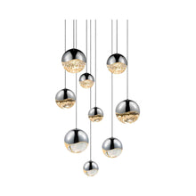 Load image into Gallery viewer, Grapes® LED Multipoint Pendant Light in Polished Chrome/Round / Assorted (9-Light).
