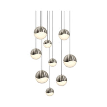 Load image into Gallery viewer, Grapes® LED Multipoint Pendant Light in Satin Nickel/Round / Assorted (9-Light).

