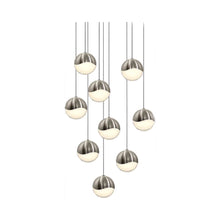 Load image into Gallery viewer, Grapes® LED Multipoint Pendant Light in Satin Nickel/Round / Medium (9-Light).
