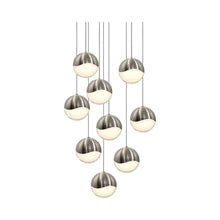 Load image into Gallery viewer, Grapes® LED Multipoint Pendant Light in Satin Nickel/Round / Large (9-Light).
