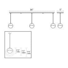 Load image into Gallery viewer, Grapes® LED Multipoint Pendant Light - line drawing.
