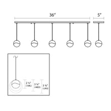 Load image into Gallery viewer, Grapes® LED Multipoint Pendant Light - line drawing.
