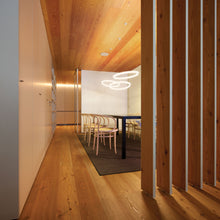 Load image into Gallery viewer, Halo Circular LED Pendant Light in dining room.
