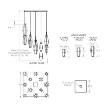 Load image into Gallery viewer, Aalto Grande LED Multi Light Pendant Light - line drawing.
