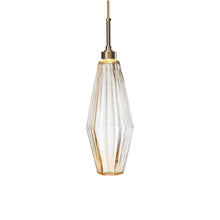 Load image into Gallery viewer, Aalto LED Pendant Light in Heritage Brass/Amber Glass (21.2-Inch).
