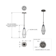 Load image into Gallery viewer, Aalto LED Pendant Light - line drawing.
