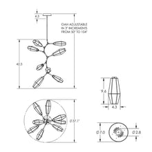 Load image into Gallery viewer, Aalto Modern Vine LED Chandelier - line drawing.
